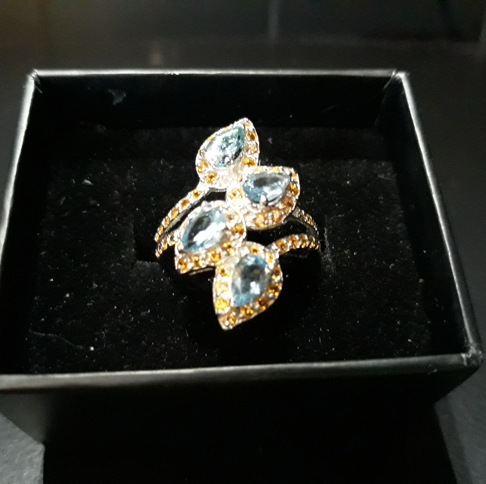 Natural Blue Zircon and Sapphire Ring a5